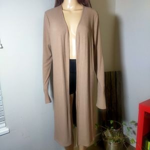Forever 21 duster cardigan sweater Tan Long Sleeves Long Open